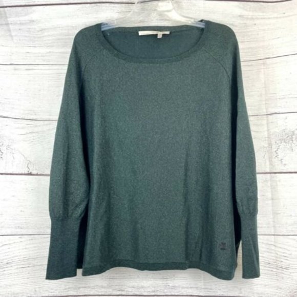 Schumacher Sweaters - Schumacher Metallic Green Wool Pullover Sweater Size 3 Wide Raglan Sleeve
